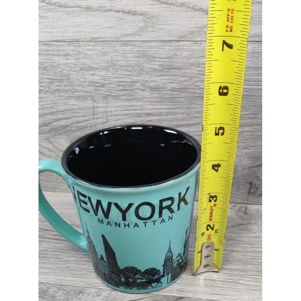 Manhattan New York Sky Line Green Coffee Mug 12 oz. Ceramic
